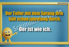 Der Teller mit dem Sprung drin hält schon jahrelang durch. Der ist wie ich.