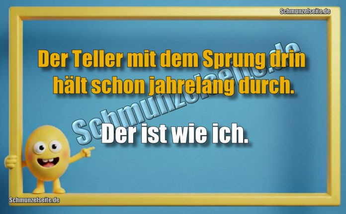 Der Teller mit dem Sprung drin hält schon jahrelang durch. Der ist wie ich.