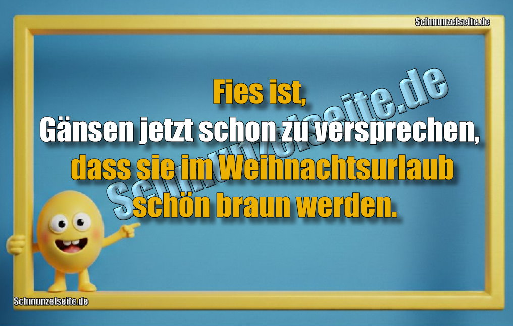 Fies ist, Gänsen jetzt schon zu versprechen, dass sie im Weihnachtsurlaub schön braun werden.
