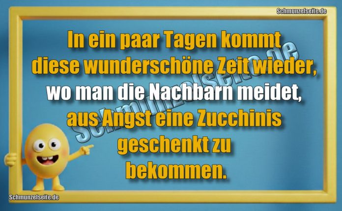 In ein paar Tagen kommt diese wunderschöne Zeit wieder, wo man die Nachbarn meidet, aus Angst eine Zucchinis geschenkt zu bekommen.