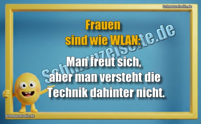 Frauen sind wie WLAN: Man freut sich, aber man versteht die Technik dahinter nicht.