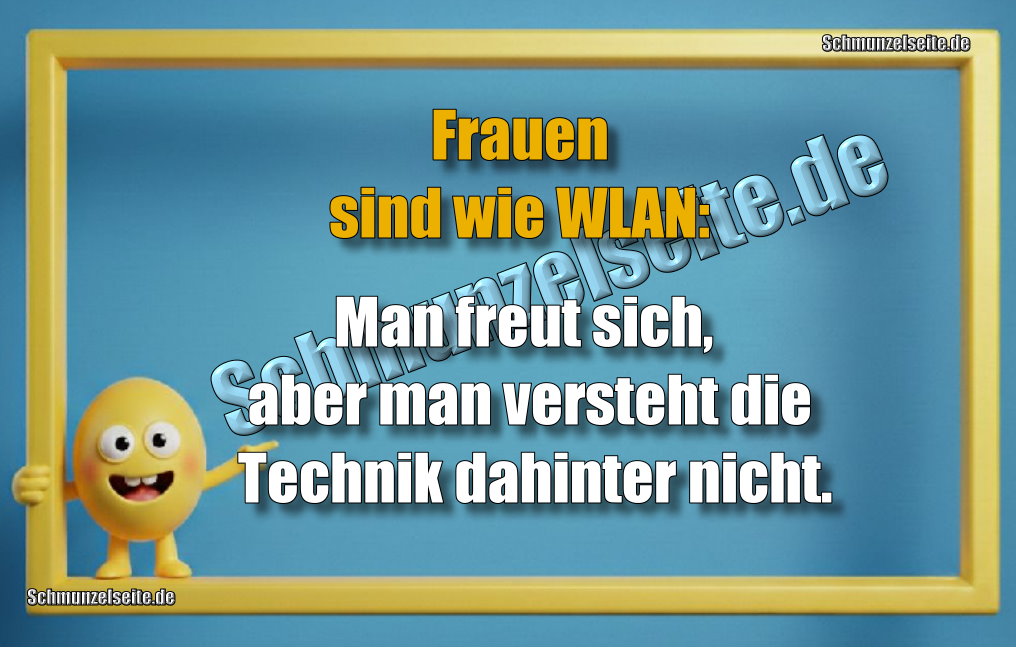Frauen sind wie WLAN: Man freut sich, aber man versteht die Technik dahinter nicht.