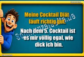 Meine Cocktail Diät läuft richtig gut. Nach dem 5. Cocktail ist es mir völlig egal, wie dick ich bin.
