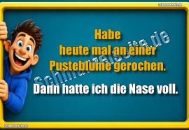 Habe heute mal an einer Pusteblume gerochen. Dann hatte ich die Nase voll.