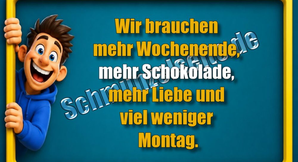 Wir brauchen mehr Wochenende, mehr Schokolade, mehr Liebe und viel weniger Montag.