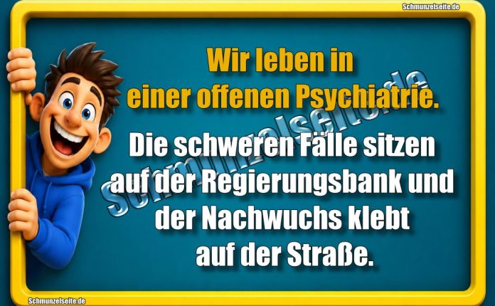 Wir leben in einer offenen Psychiatrie. Die schweren Fälle sitzen auf der Regierungsbank und der Nachwuchs klebt auf der Straße.