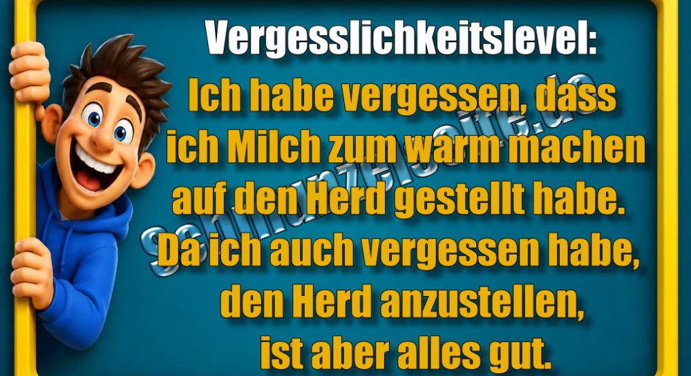 Vergesslichkeitslevel: Ich habe vergessen, dass ich Milch zum warm machen auf den Herd gestellt habe. Da ich auch vergessen habe, den Herd anzustellen, ist aber alles gut.