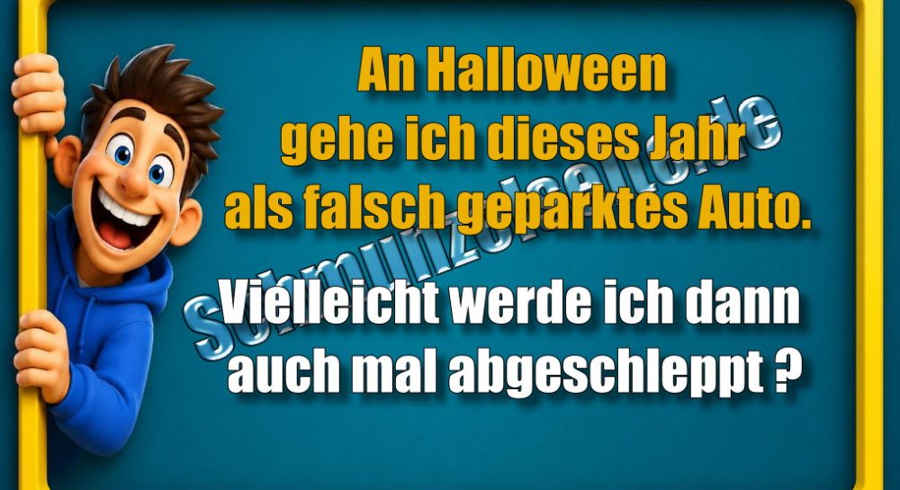 An Halloween gehe ich dieses Jahr als falsch geparktes Auto. Vielleicht werde ich dann auch mal abgeschleppt.