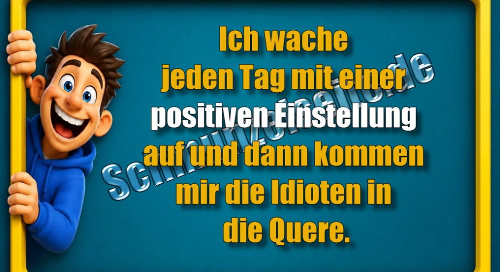 Ich wache jeden Tag mit einer positiven Einstellung auf und dann kommen mir die Idioten in die Quere.