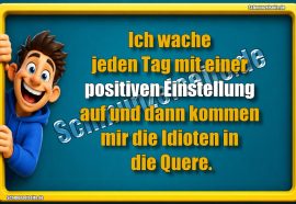 Ich wache jeden Tag mit einer positiven Einstellung auf und dann kommen mir die Idioten in die Quere.