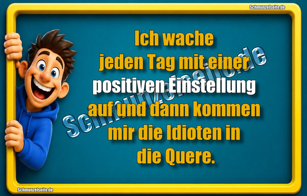 Ich wache jeden Tag mit einer positiven Einstellung auf und dann kommen mir die Idioten in die Quere.