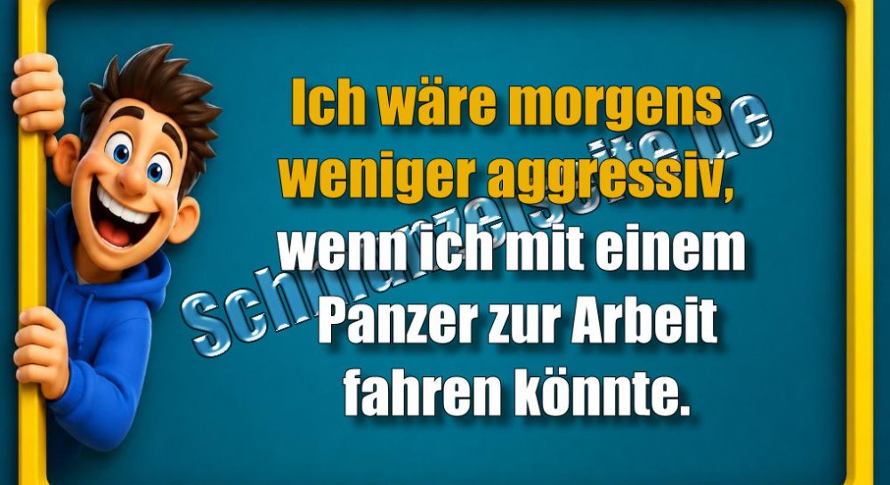 Ich wäre morgens weniger aggressiv, wenn ich mit einem Panzer zur Arbeit fahren könnte.